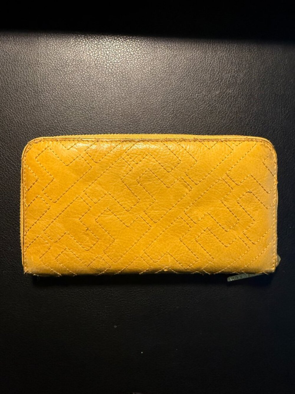 Tory Burch Stitched Yellow Leather Wallet